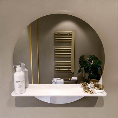 Mondiaz SPOT Badkamerspiegel - rond 60cm - spiegelplanchet - kleur Talc