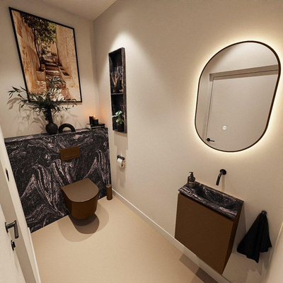 MONDIAZ TURE-DLUX 40cm toiletmeubel Rust. EDEN wastafel Lava positie rechts. Zonder kraangat.