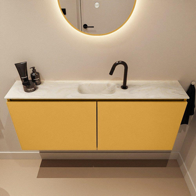 MONDIAZ TURE-DLUX 120cm toiletmeubel Ocher. EDEN wastafel Ostra positie midden. Met 1 kraangat.