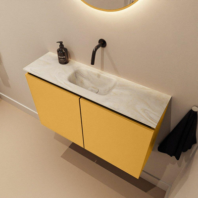 MONDIAZ TURE-DLUX 80cm toiletmeubel Ocher. EDEN wastafel Ostra positie midden. Zonder kraangat.