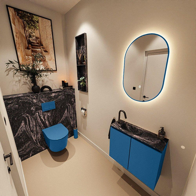 MONDIAZ TURE-DLUX 60cm toiletmeubel Jeans. EDEN wastafel Lava positie links. Met 1 kraangat.