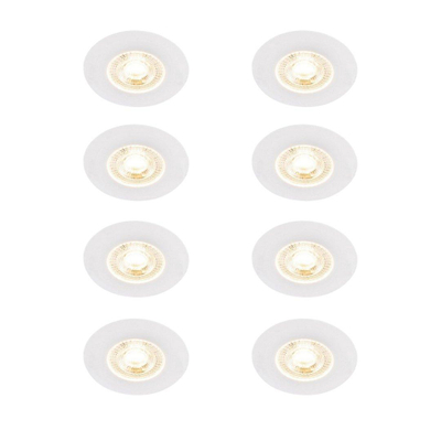 QAZQA Ulo Inbouwspot - set van 8 - 8.2x8.2cm - incl. LED - 3 staps dimbaar - IP44 - rond - mat wit