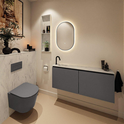 MONDIAZ TURE-DLUX 120cm toiletmeubel Dark Grey. EDEN wastafel Opalo positie links. Met 1 kraangat.