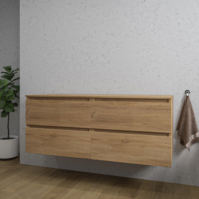 Adema Chaci Badkameronderkast - 140cm - 4 lades - greeploos - eiken