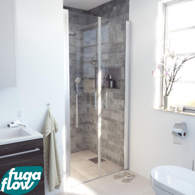 FugaFlow Efficiente Vetro Pendeldeur - 90x200cm - 6mm veiligheidsglas - anti kalk - chroom