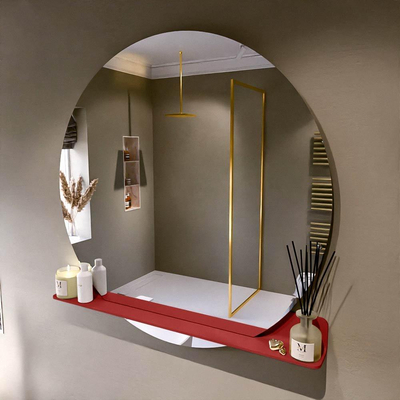 Mondiaz SPOT Badkamerspiegel - rond 120cm - spiegelplanchet - kleur Fire