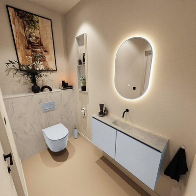 MONDIAZ TURE-DLUX 100cm toiletmeubel Clay. EDEN wastafel Opalo positie midden. Zonder kraangat.