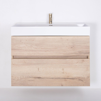 Saniclass Aurora Badmeubelset - 100cm - 2 lades - wastafel keramiek - 1 kraangat - wit - roble luz OUTLETSTORE