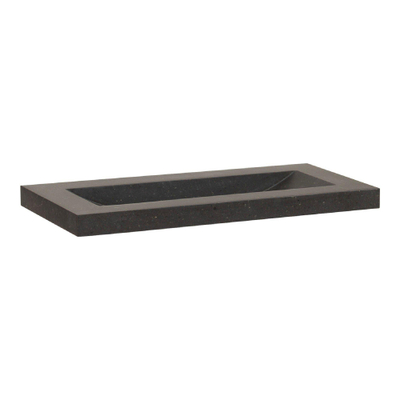 BRAUER Magma wastafel ondiep 80x40x5cm - 1 wasbak - 0 kraangaten - natuursteen - basalt antraciet