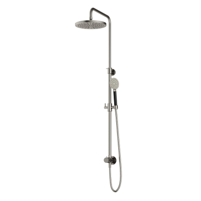 Hotbath Cobber M438 regendoucheset met omstel en 150cm doucheslang met 30cm ronde hoofddouche ronde handdouche nikkel geborsteld