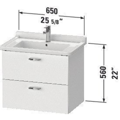 Duravit XBase Wastafelonderkast 65x46.8x56cm Standaard greep met softclose spaanplaat Grafiet Mat