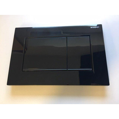 Geberit Sigma 30 bedieningplaat met dualflush frontbediening voor toilet 24.6x16.4cm zwart met matzwarte designstrook TWEEDEKANS