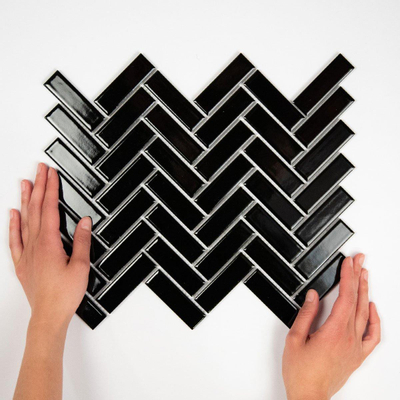 The Mosaic Factory Paris mozaïektegel - 24.7x31.8cm - wandtegel - Rechthoek - Porselein Black Glans