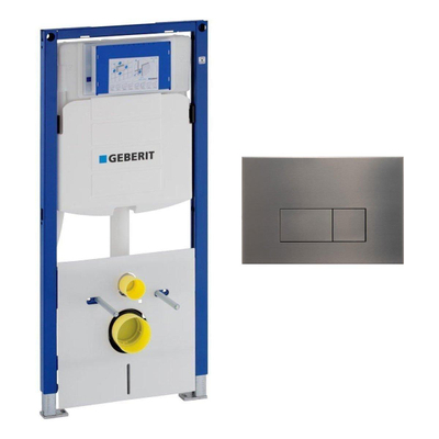 Geberit Duofix Element - UP 320 - QeramiQ metal bedieningsplaat - wand 112cm - rechthoekige knoppen - metaal gunmetal