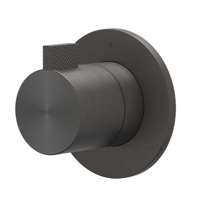 IVY Tribe Afbouwdeel - doorstroom inbouwstopkraan - symmetry - rond rozet - RVS316 - geborsteld carbon black PVD