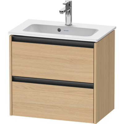 Duravit Ketho 2 wastafelonderbouwkast met 2 laden 61x39x54.9cm met grepen antraciet natuur eiken mat