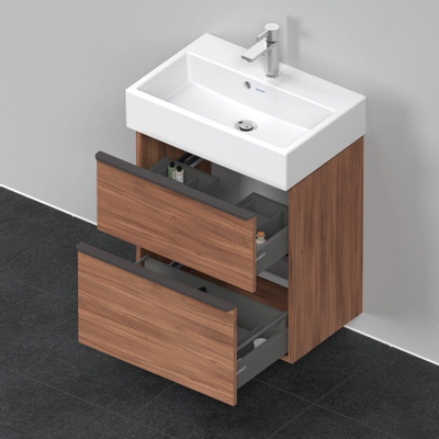 Duravit D-Neo wastafelonderkast 58.4x62.5x37.2cm 2 lades Noten Mat