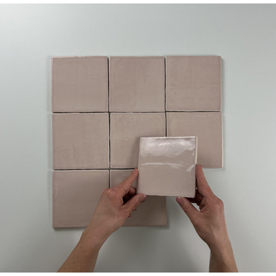 By Goof wandtegel - 13x13cm - 10mm - Vierkant - Roze Glans