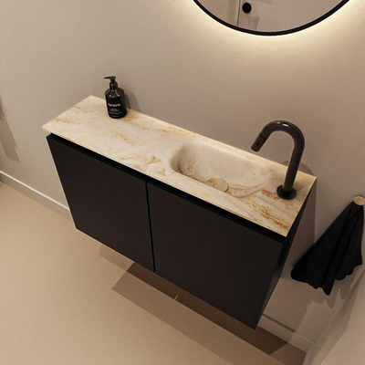 MONDIAZ TURE-DLUX 80cm toiletmeubel Urban. EDEN wastafel Frappe positie rechts. Met 1 kraangat.
