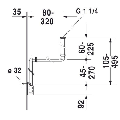 Duravit Universeel ruimtebesparende sifon wit