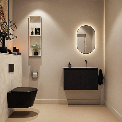 MONDIAZ TURE-DLUX 80cm toiletmeubel Urban. EDEN wastafel Ostra positie rechts. Zonder kraangat.