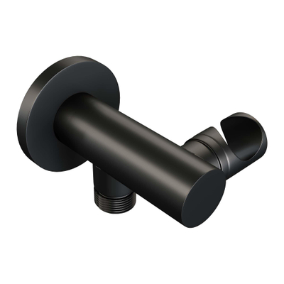 BRAUER Black Edition thermostatische inbouw badkraan - drukknoppen SET 03 - uitloop - staaf handdouche - doucheslang - wandaansluitbocht - zwart mat
