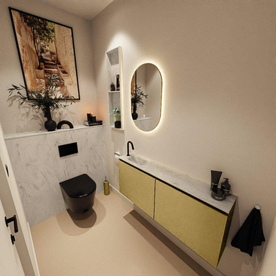 MONDIAZ TURE-DLUX 120cm toiletmeubel Oro. EDEN wastafel Opalo positie links. Met 1 kraangat.