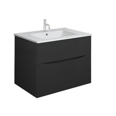 Crosswater Glide II Wastafelonderkast - 70x45x52cm - 2 lades - greeploos - softclose - mat zwart