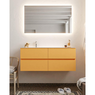 MONDIAZ VICA Badkamermeubelset - 120cm - 4 lades - wasbak Moon links - 1 kraangat - solid surface ocher