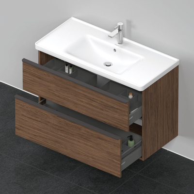 Duravit D-Neo wastafelonderkast 98.4x62.5x45.2cm 2 lades Noten (donker) Mat