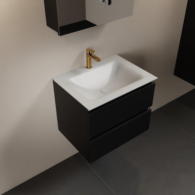 Mondiaz Aivy badmeubelset - 60x45x50cm - 1 kraangat - 1 wasbak talc Solid surface - Midden - 2 lades - Met spiegelkast - MDF Urban