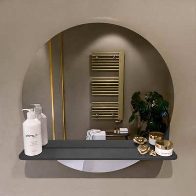 Mondiaz SPOT Badkamerspiegel - rond 60cm - spiegelplanchet - kleur Dark Grey