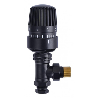 Riko thermostatische radiatorventiel 1/2''x15mm haaks mat-zwart