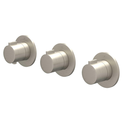 IVY Pact Regendoucheset - inbouw - symmetry - 2 stopkranen - 30cm plafondbuis - 30cm medium hoofddouche - houder met uitlaat - 150cm doucheslang - satin spray handdouche - Geborsteld nickel PVD