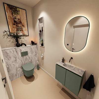 MONDIAZ TURE-DLUX 60cm toiletmeubel Army. EDEN wastafel Glace positie midden. Zonder kraangat.