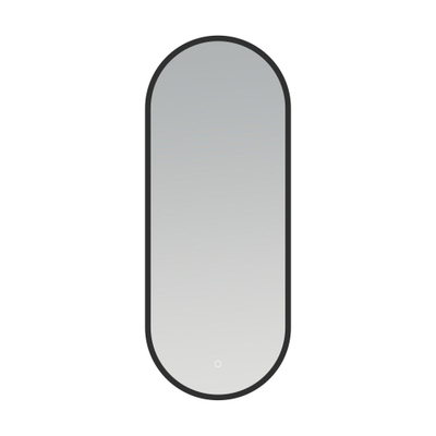 Arcqua Framed Spiegel - 40x100cm - ovaal - verticaal - front LED - mat zwart