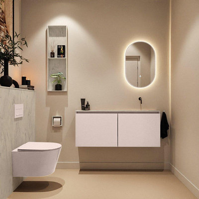 MONDIAZ TURE-DLUX 120cm toiletmeubel Rosee. EDEN wastafel Opalo positie rechts. Zonder kraangat.