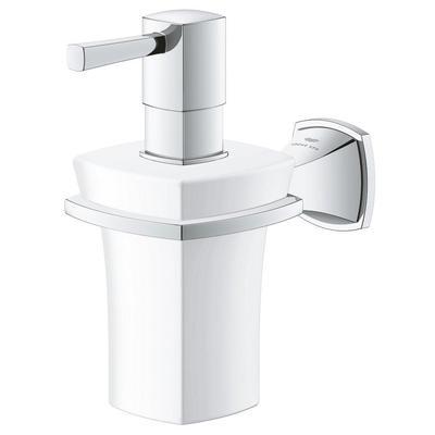 GROHE Grandera Zeepdispenser - 110ml - met houder - wandmontage - chroom/wit