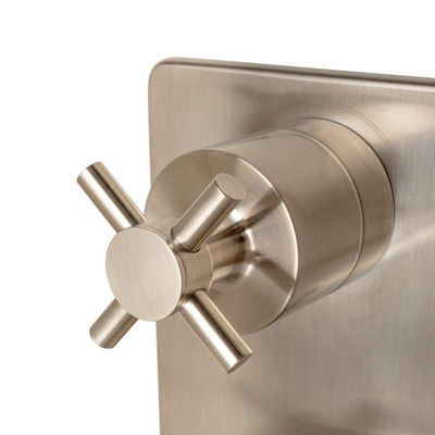 Wiesbaden Cross afbouwdeel inbouwthermostaat 2 weg geborsteld staal