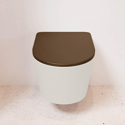 MONDIAZ LAVIE wandclosetpack - 36x53cm - diepspoel - rimless - Linen (offwhite) - softclose - quick-release - toiletzitting - Rust (rood)