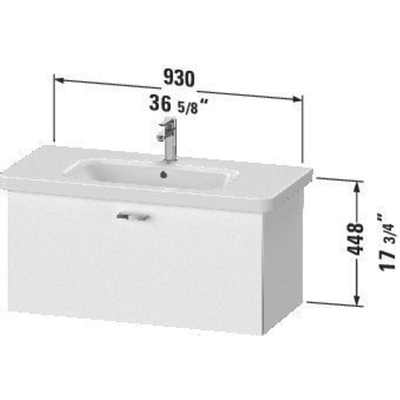 Duravit XBase Wastafelonderkast 93x44.8x44.8cm 1 lade Standaard greep met softclose spaanplaat Grafiet Mat