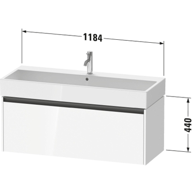 Duravit Ketho 2 wastafelonderbouwkast met 1 lade voor enkele wastafel 118.4x46x44cm met greep antraciet betongrijs mat