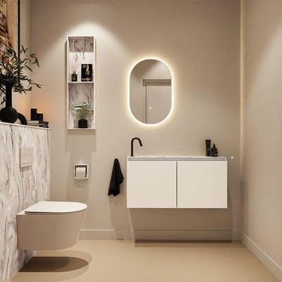 MONDIAZ TURE-DLUX 100cm toiletmeubel Talc. EDEN wastafel Glace positie links. Met 1 kraangat.