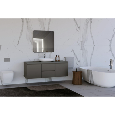 Saniclass Retro Line Square Spiegel - 80x80cm - vierkant - afgerond - frame - mat zwart SHOWROOMMODEL