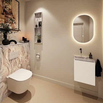MONDIAZ TURE-DLUX 40cm toiletmeubel Talc. EDEN wastafel Glace positie links. Zonder kraangat.