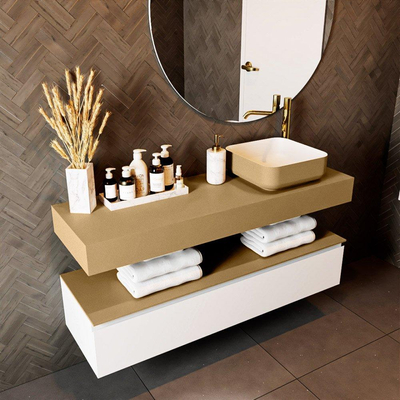 Mondiaz TOP 41 Vrijhangend Topblad - 130x41x12cm - geschikt voor waskom - Solid surface - Oro