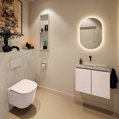 MONDIAZ TURE-DLUX 60cm toiletmeubel Rosee. EDEN wastafel Opalo positie midden. Zonder kraangat.