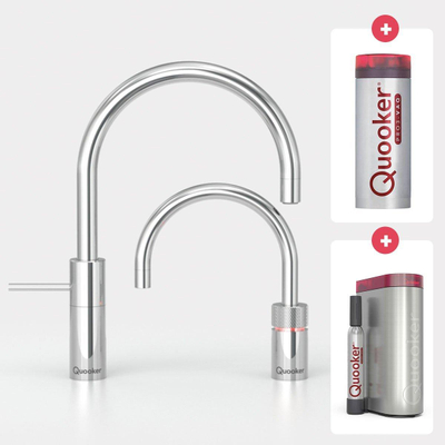 Quooker NL Nordic round kokendwaterkraan opbouw uittrekbare met Pro3 reservoir Chroom