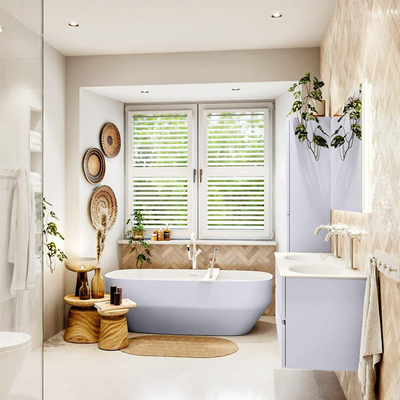 Mondiaz VICA Badkamermeubelset - 120cm - cale - 2 lades - Wastafel MOON - dubbel 2 kraangaten - kleur talc - XL versie 60cm hoog