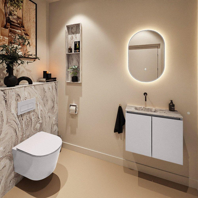 MONDIAZ TURE-DLUX 60cm toiletmeubel Cale. EDEN wastafel Glace positie links. Zonder kraangat.